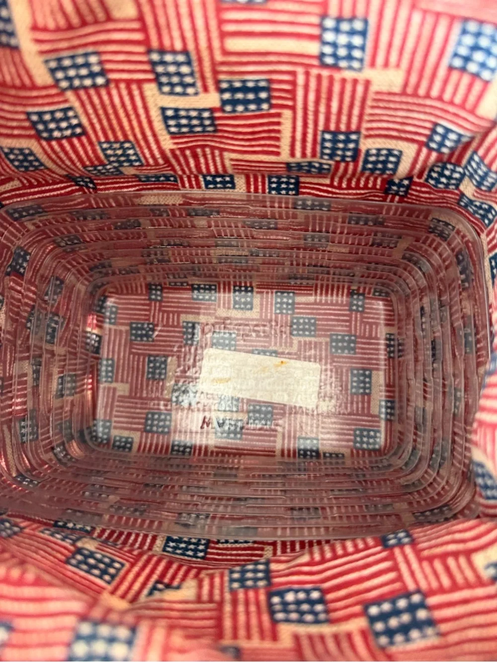 2002 Longaberger Bee Basket Proudly Longaberger Flag Drawstring liner Protector